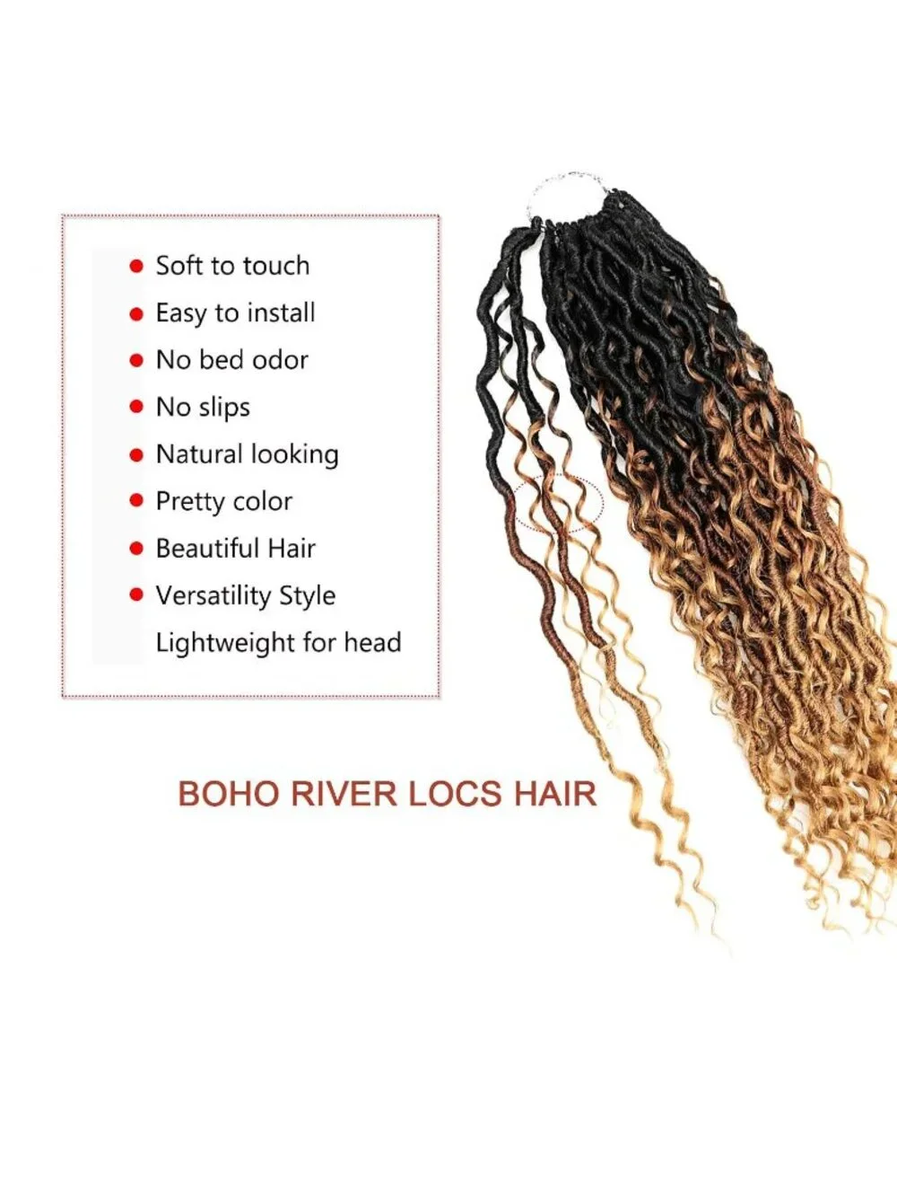 Women's 14 Inch Ombre Goddess Locs Crochet Hair T1b/30/27 5 Packs Boho Faux Locs